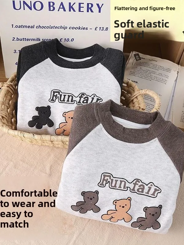 

Thiened Fce Children's Sweatirt Orlon Long Sve f High Collar ex Cute Faionable Base Layer irt for Autumn...