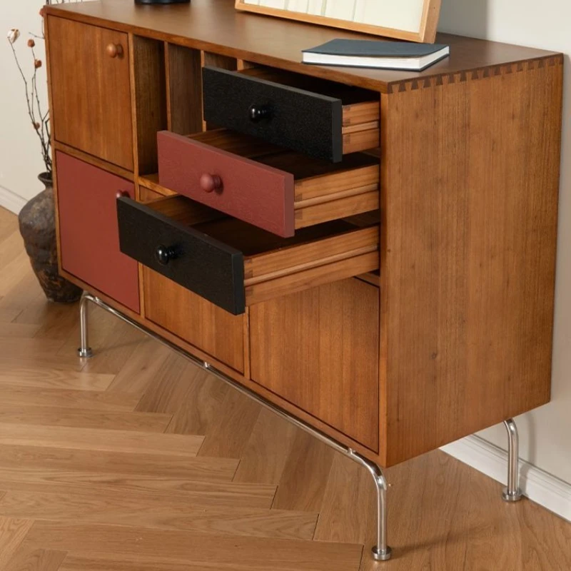 

Side medieval contrasting color solid wood dining side living room storage wall locker