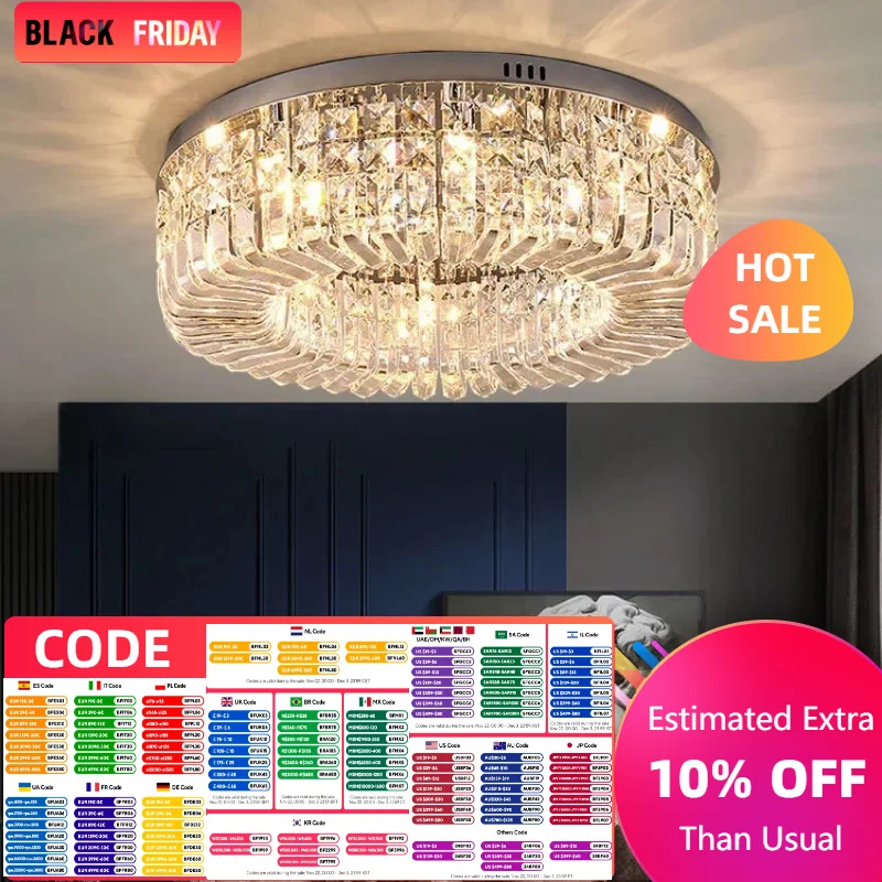 

Light Luxury Crystal Ceiling Light LED Modern Dining Table Chandelier Lampara Minimalista for Living Room Indoor Hotel Decor