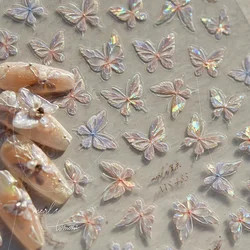 Pink Butterfly Nail Stickers Engraved Sliders for Nails Decor Cute Manicure Decals Nail Art Decorations Manicura DIY Design