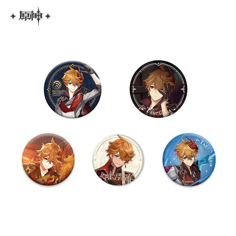 Sunsyea Genshin Impact Official Merch miHoYo Original Authentic Theme Series Tartaglia Badge 5 Pieces (Replaceable)