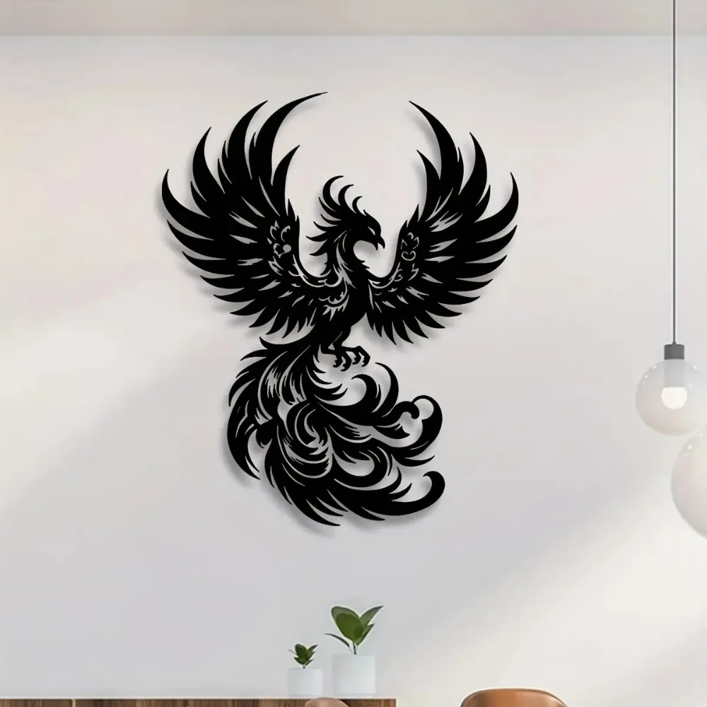 CIFBUY Iron Wall Art Phoenix Reborn Metal Sign Vintage Decor For Indoor Outdoor Home Garden Elegant Room Decoration Wall Accent