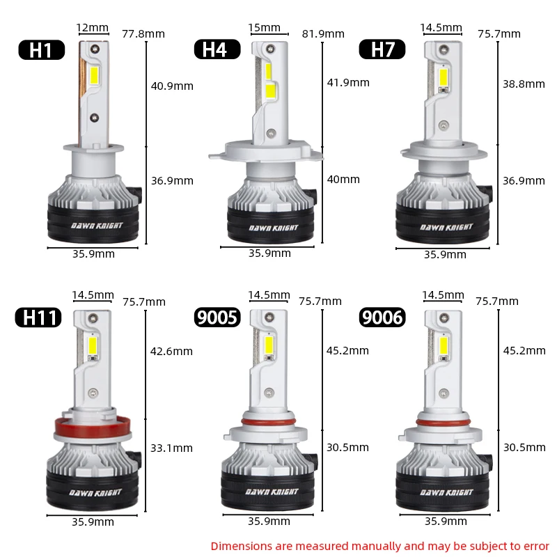 DAWNKNIGHT 차량용 LED 헤드라이트 전구, K7C 4300K H7 H4 H11 LED 램프, 3 구리 튜브, H1 HB3 9005 HB4 9006 12V