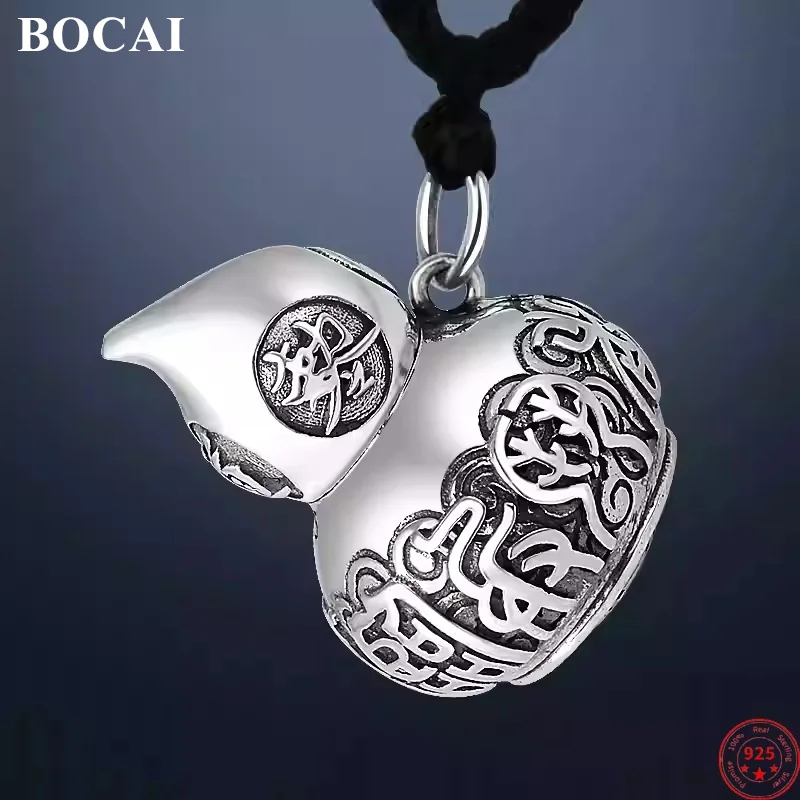 BOCAI S925 فضة المعلقات للنساء الرجال الرجعية القرع الطاوية تسعة شخصية تعويذة تميمة حلية المجوهرات بالجملة