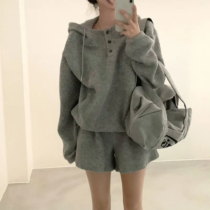 

Spring Autumn Loose Women's Sportswear Hoodie Set Two-Piece Suite Wide Leg orts Casual Faion Polyester Fabric