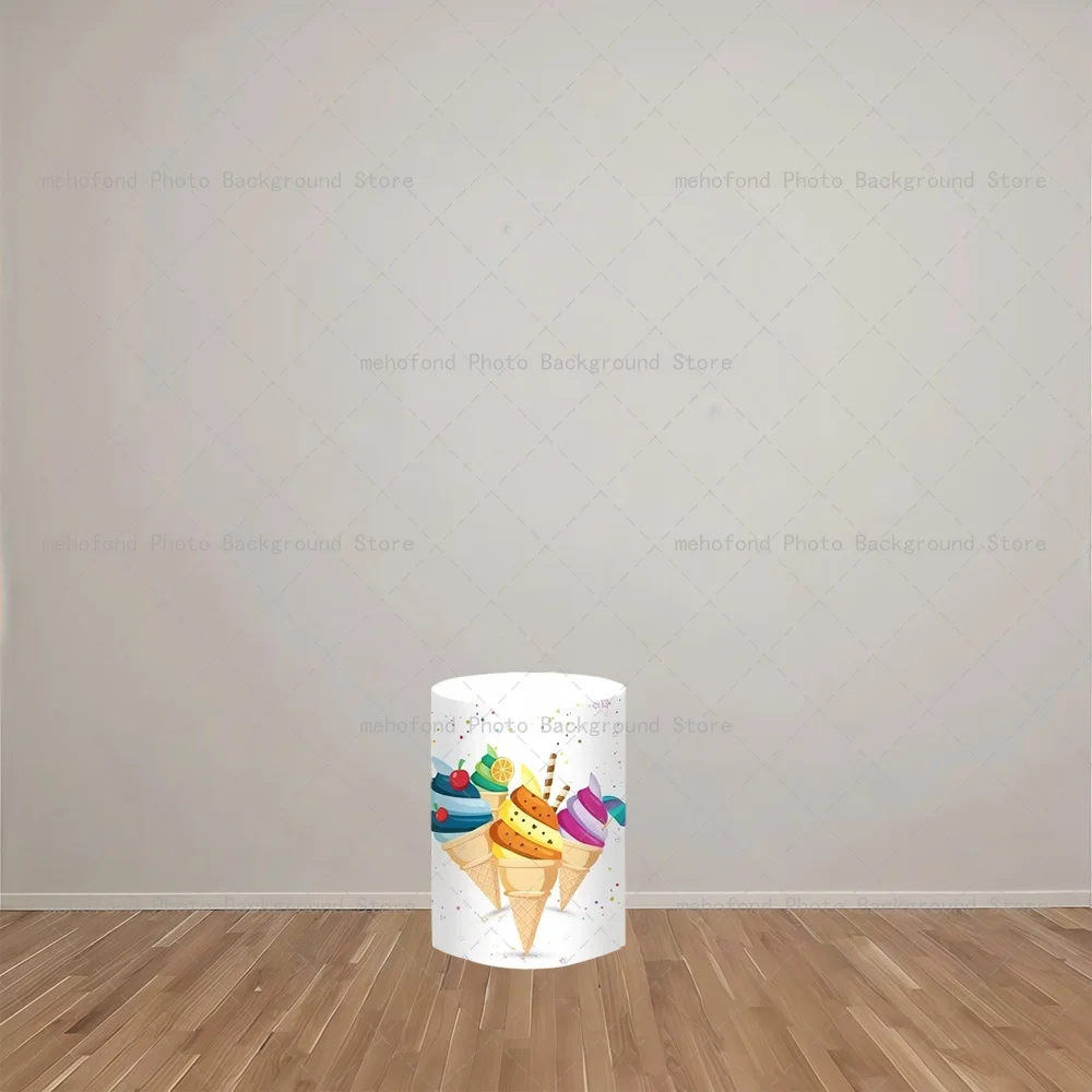 Mehofond Sweet and Cute Desserts Ice Cream Girl's Heart Colorful Candy Birthday Party Elastic Decor Cylinders Plinth Background