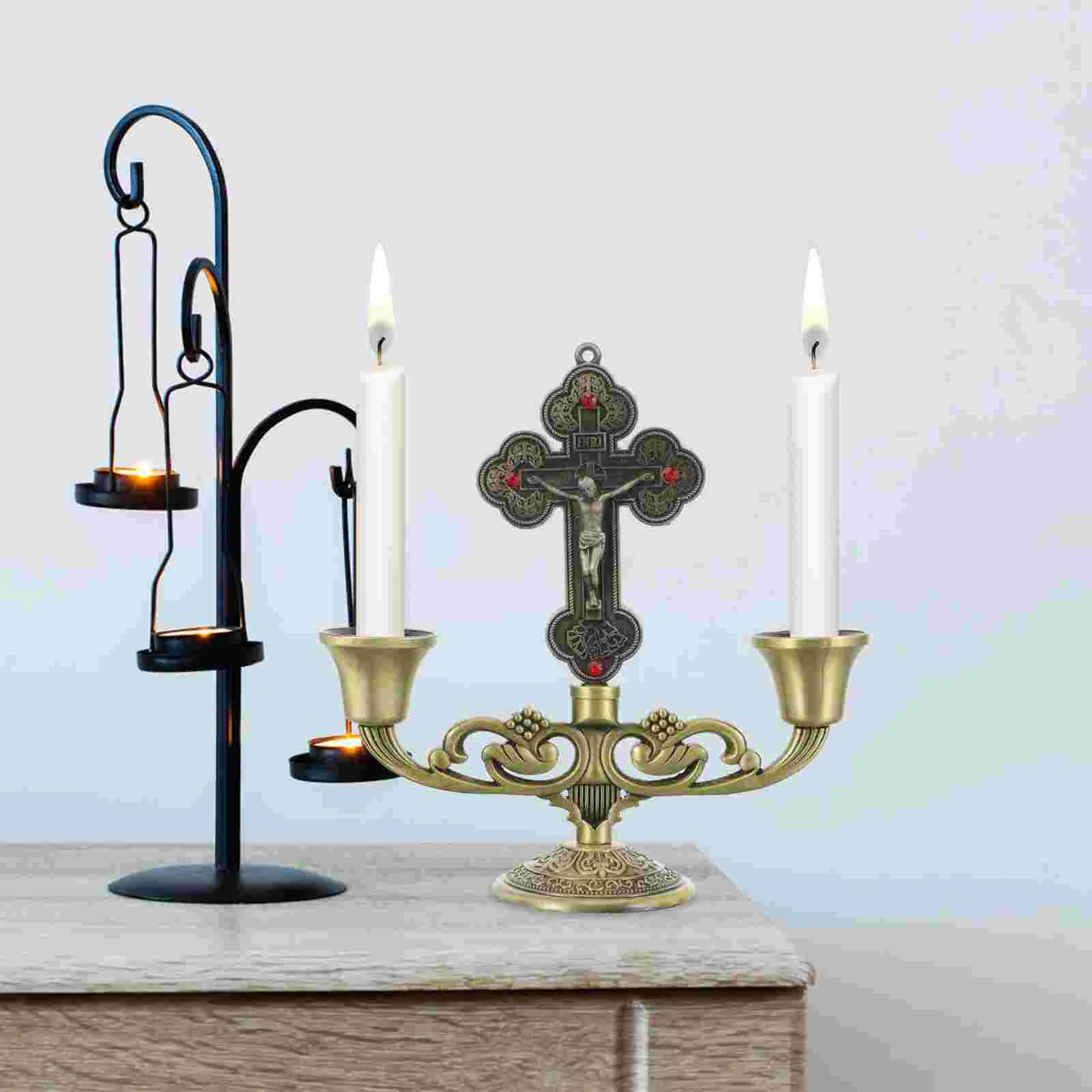 Vintage Decor Alloy Craft Candlestick Base Holders Udekoruj stół kościelny Cynk Europejski styl metalowy