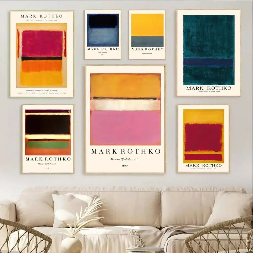 Mark Rothko Retro Abstract Wall Art Canvas Exhibition Style Posters Living Room Decor Interior Painting Modern