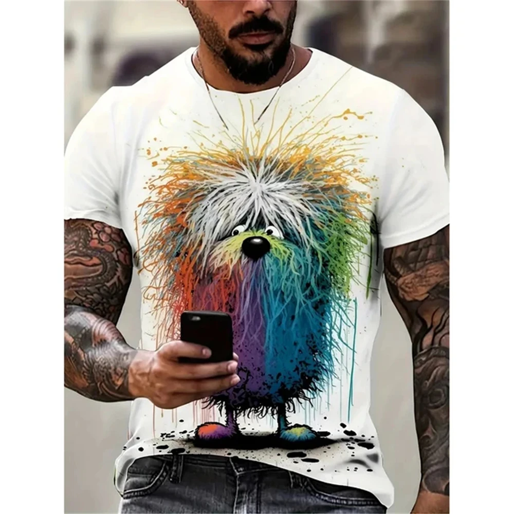 New Summer Retro T-shirt Men's 3D Printed Fun Pattern Top T-shirt Men's Casual Fashion Short Sleeve Street Clothing Cartoon
