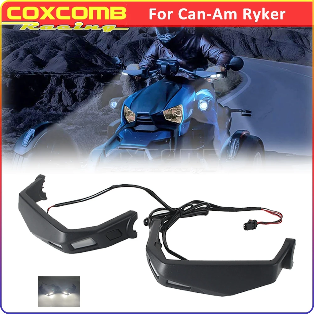 Hand Guard For Can Am Ryker 600 900 Sport ATV Hand Protector Aluminum Handlebar Handguards With LED Lights 219400998 2019-2023