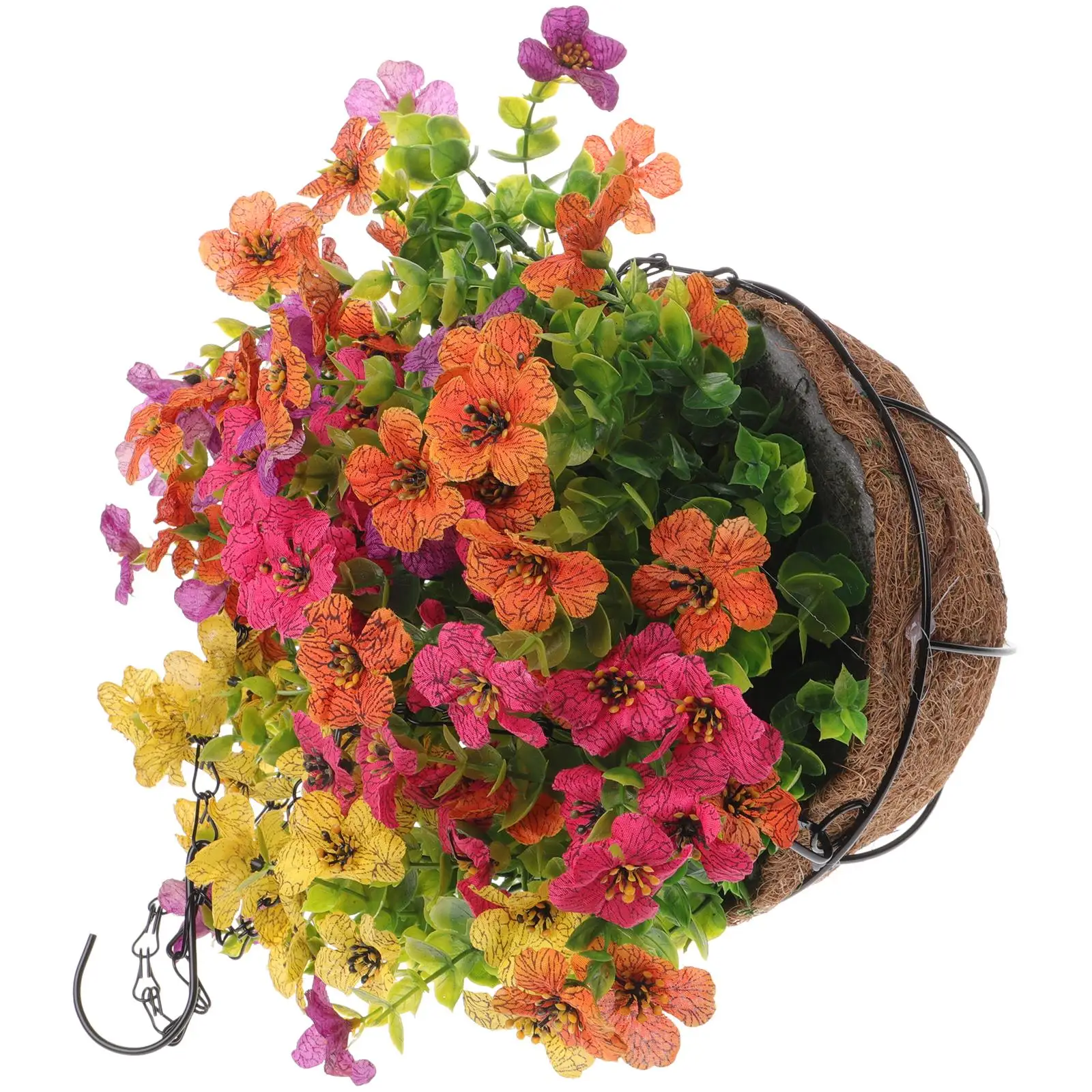 

Hanging Flower Basket Coconut Fiber Artificial Flowers Spring Decor Pendant Baskets Balcony Plant Simulation Decor