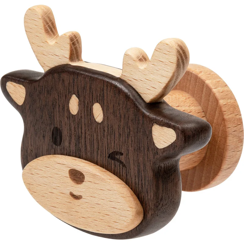 New Cartoon Walnut Wood Hook Beech Wooden Cute Animal Hook Wardrobe Hanger Children\'s Room Decora Hook Home Kitchen Accessories