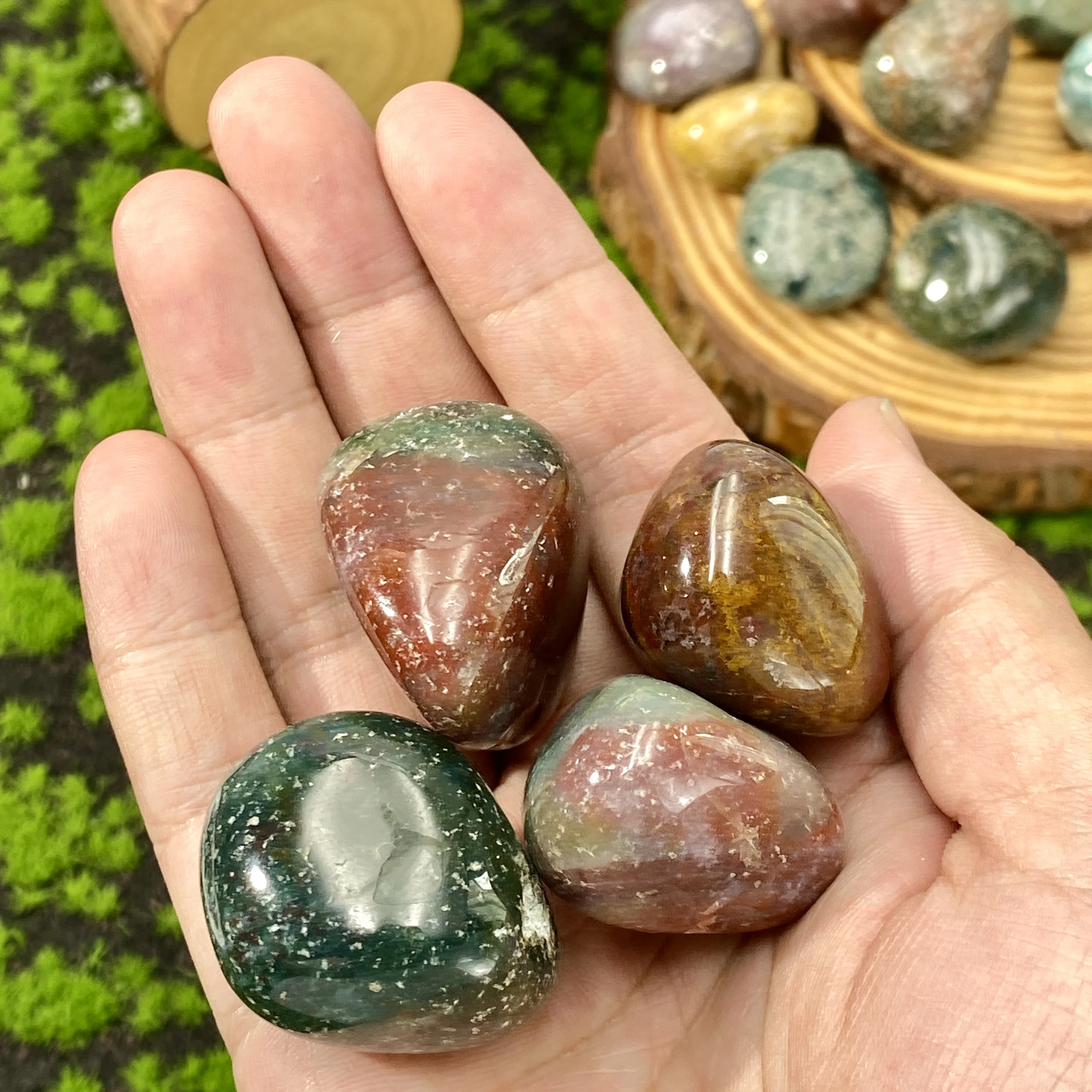 5 قطع عشوائية عالية الجودة المحيط جاسبر تراجع الديكور الحجر الخام الكريستال الطبيعي، هدية عيد ميلاد، زخرفة المشهد. #2