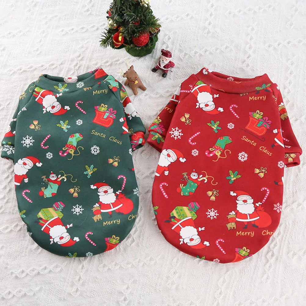 

2Pcs Pet Clothing Christmas Dog Cat Colorful Pattern Costume Warm Festival Outfit Outdoor Pet Supplies Dog Apparel