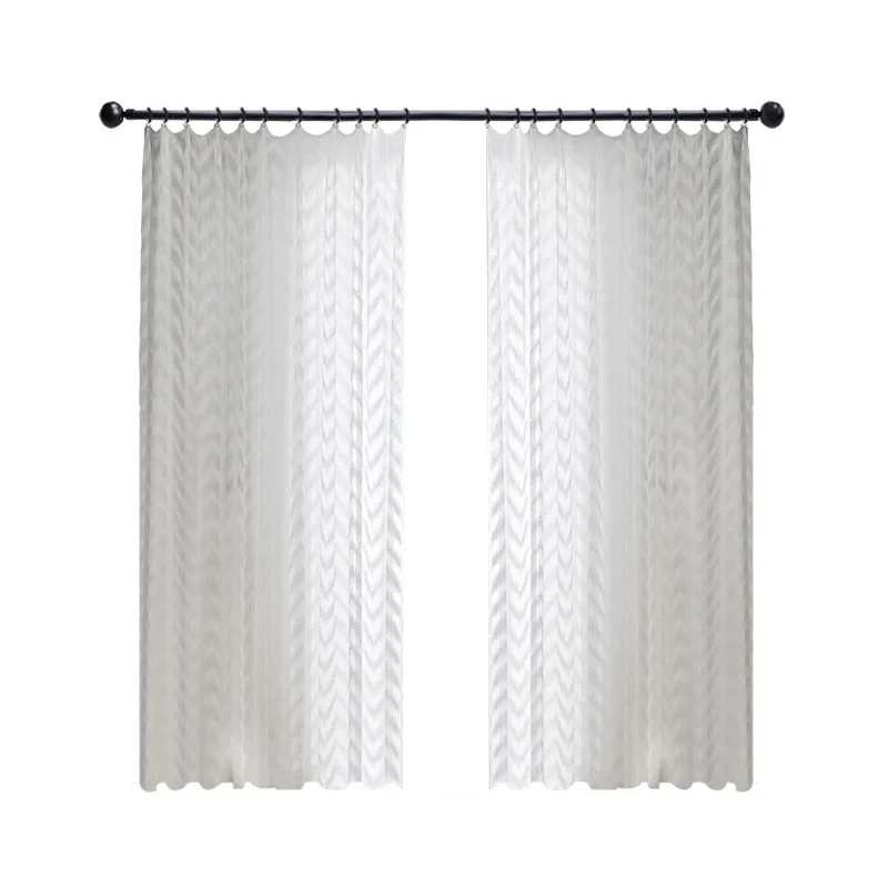 Korean White Jacquard Voile Curtains For Bedroom Window Curtain For Living Room Sheer Curtains Blinds Drapes Custom Made