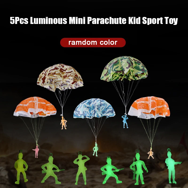 5Pcs Creative Mini Luminous Soldier Parachute Toys Indoor Outdoor Kid Sport Toys Parent-child Interaction Game Toy Party Props