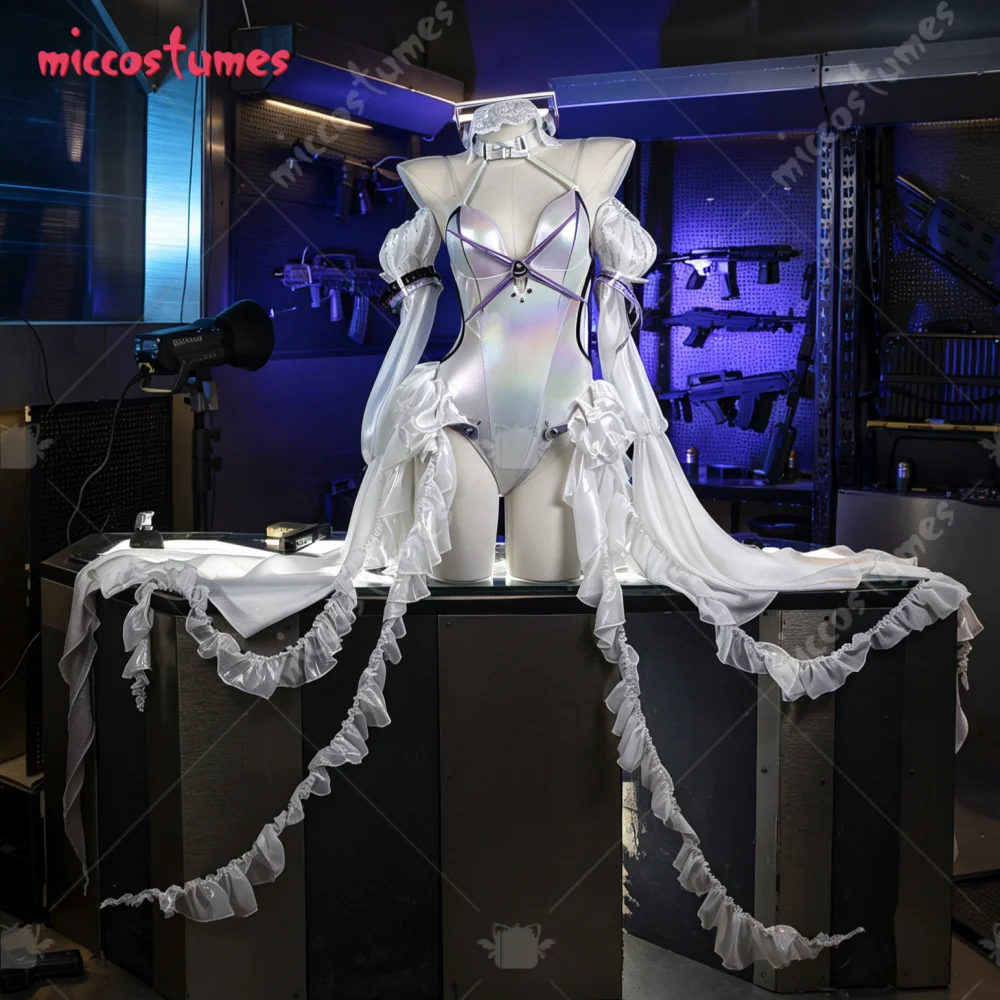 【Versandfertig】Cosplay.fm Nikke Jubiläums-Cosplay-Kostüm für Damen, Bodysuit und Strümpfe mit Ärmeln und Schleppe
