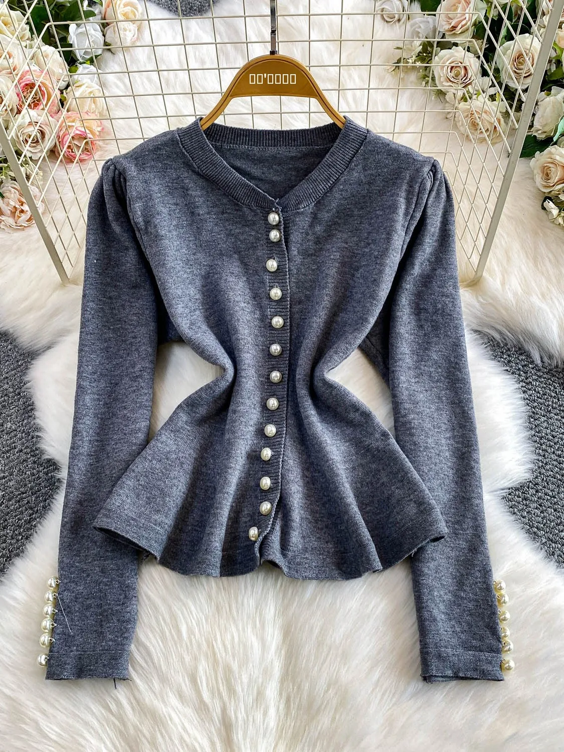 Ele Pearl Button Slim Fit rotondo Ne Capispalla da donna Pendolarismo Sle Autunno Inverno Versatile e affascinante Top