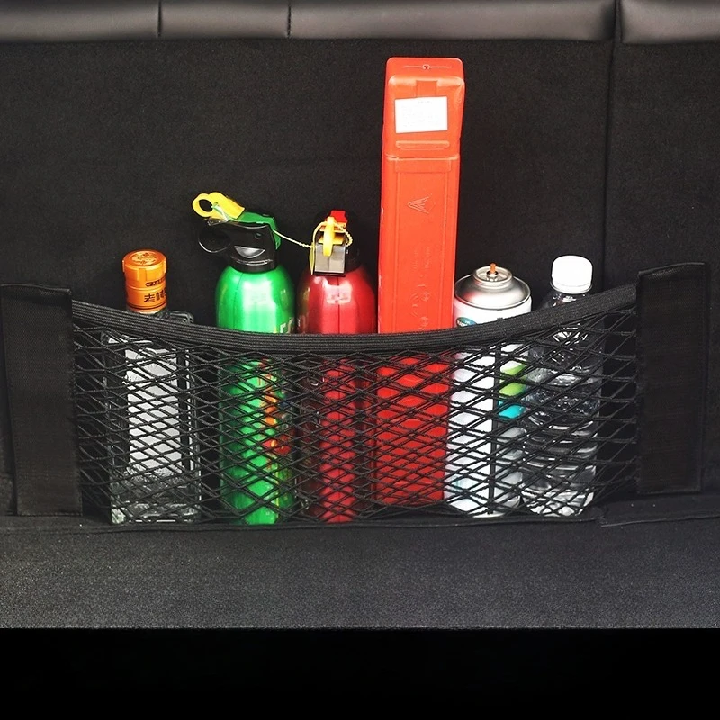 

Car Back Rear Mesh Trunk Seat Elastic String Net Magic Sticker Universal Storage Bag Pocket Cage Auto Organizer Seat Back Bag