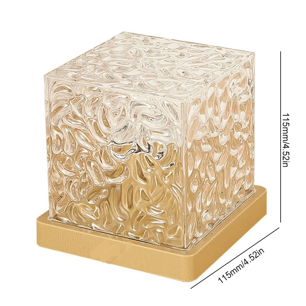 Dynamic Water Ripple Night Light 16 Colors Flame Crystal Lamp Remote Rotating Water Ripple Small Cube Lamp Home Decor
