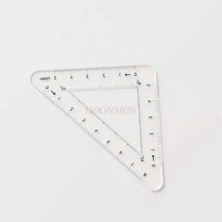 1pcs Student transparent ruler, triangle ruler, angle measuring device, multifunctional ruler set