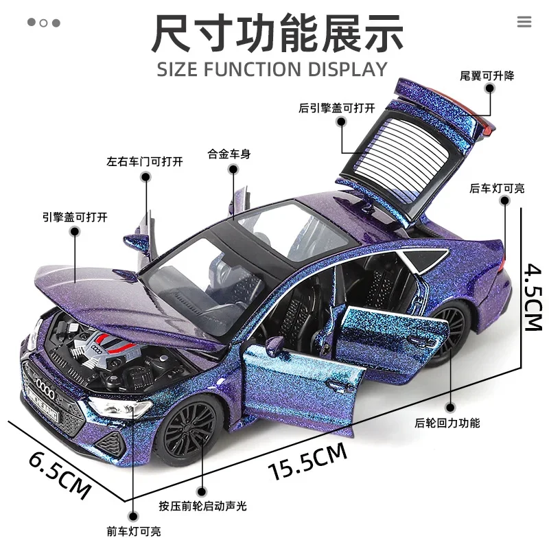 1:32 Audi RS7 Sportback lega auto diecast e veicoli giocattolo modello di auto suono e luce tirare indietro giocattoli per auto per bambini regali A920