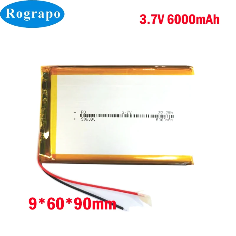 New li-po Polymer 6000mah 3.7V 906090 Li-ion battery Cell for Power Bank,cell phone,speaker DIY Install