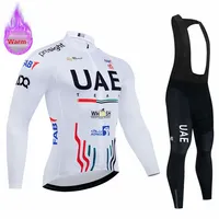 Uae Pro Team Winter Thermal Fleece Cycling Jersey Set Bicicleta Outdoor Bike Clothes MTB Ciclismo Bib Pants Set Bicycle Clothing