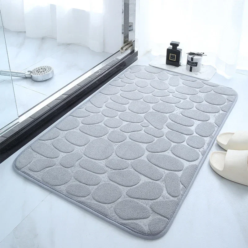 Mat Non Slip Carpets Cobblestone Embossed Bathroom Bath In Wash Basin Bathtub Side Floor Rug Shower Room Doormat Memory Foam