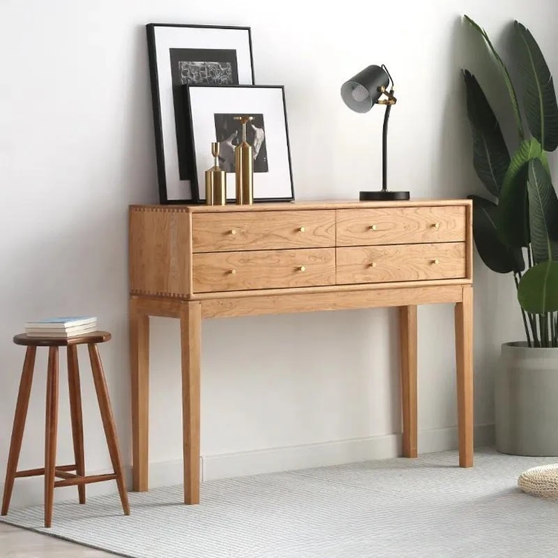 North American Black Walnut Porch Cabinet Pure Solid Wood Counter Table Modern Simple Nordic New Chinese Style with Drawer