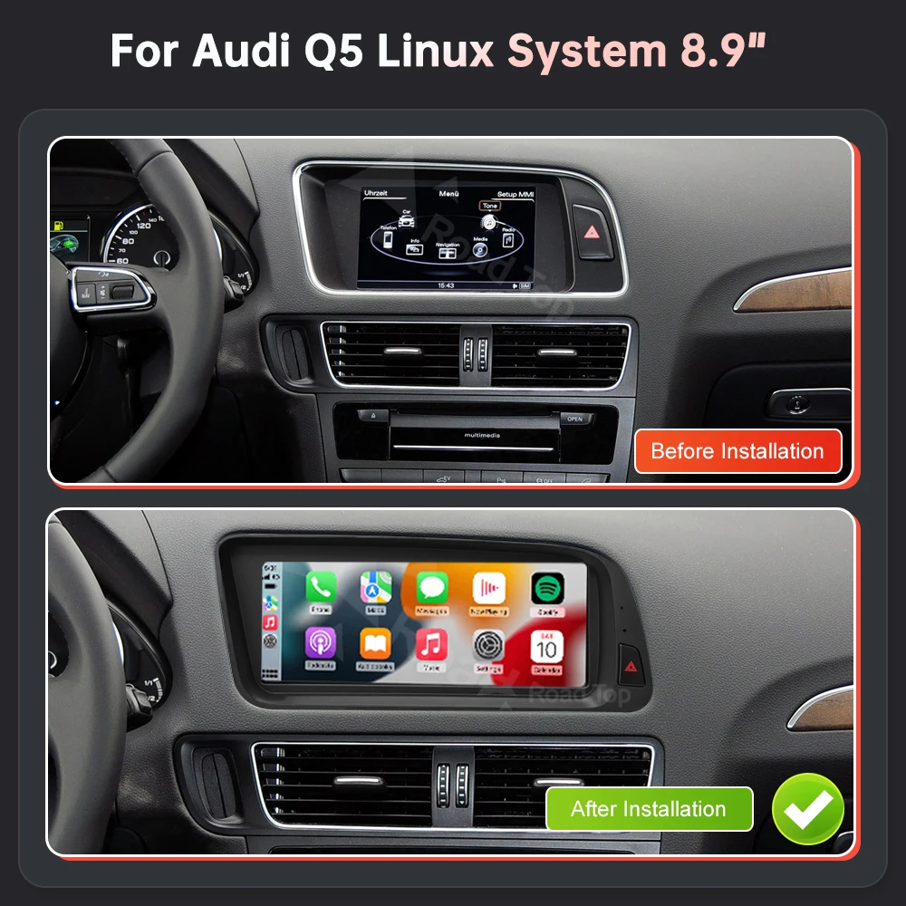 Display multimediale touch screen RoadTop Linux 1920*720 per Audi Q5 2009-2017 con carplay wireless Android Auto Airplay Autolink