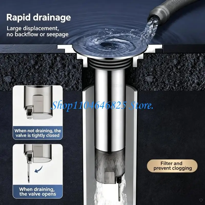 Metal Sink Strainer Shower Drain Anti-Backflow Stopper With Long Stem Design To Prevent Clogging In Bathrooms