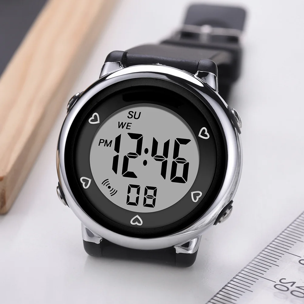 1Pcs Black Waterproof Electronic Watch LED Luminous Multi-Function Timing Alarm Stopwatch Week Display for Students Women