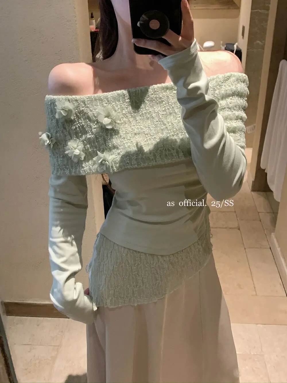   بلوزة نسائية أثيرية مرقعة من الدانتيل برقبة باردو مزينة بالزهور شفافة من الكروشيه على طراز الألعاب بلوزة أنيقة رومانسية #4