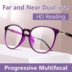 Progressive Blue Light Blocking Reading Glasses for Women, Multifocal Presbyopia Eyeglasses,Lightweight TR90 Full Frame