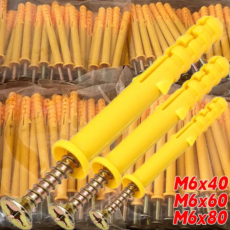 

M6x40 M6x60 M6x80 Наборы саморезов для крепления на стену дома Болты Распорные винты для пластиковых труб