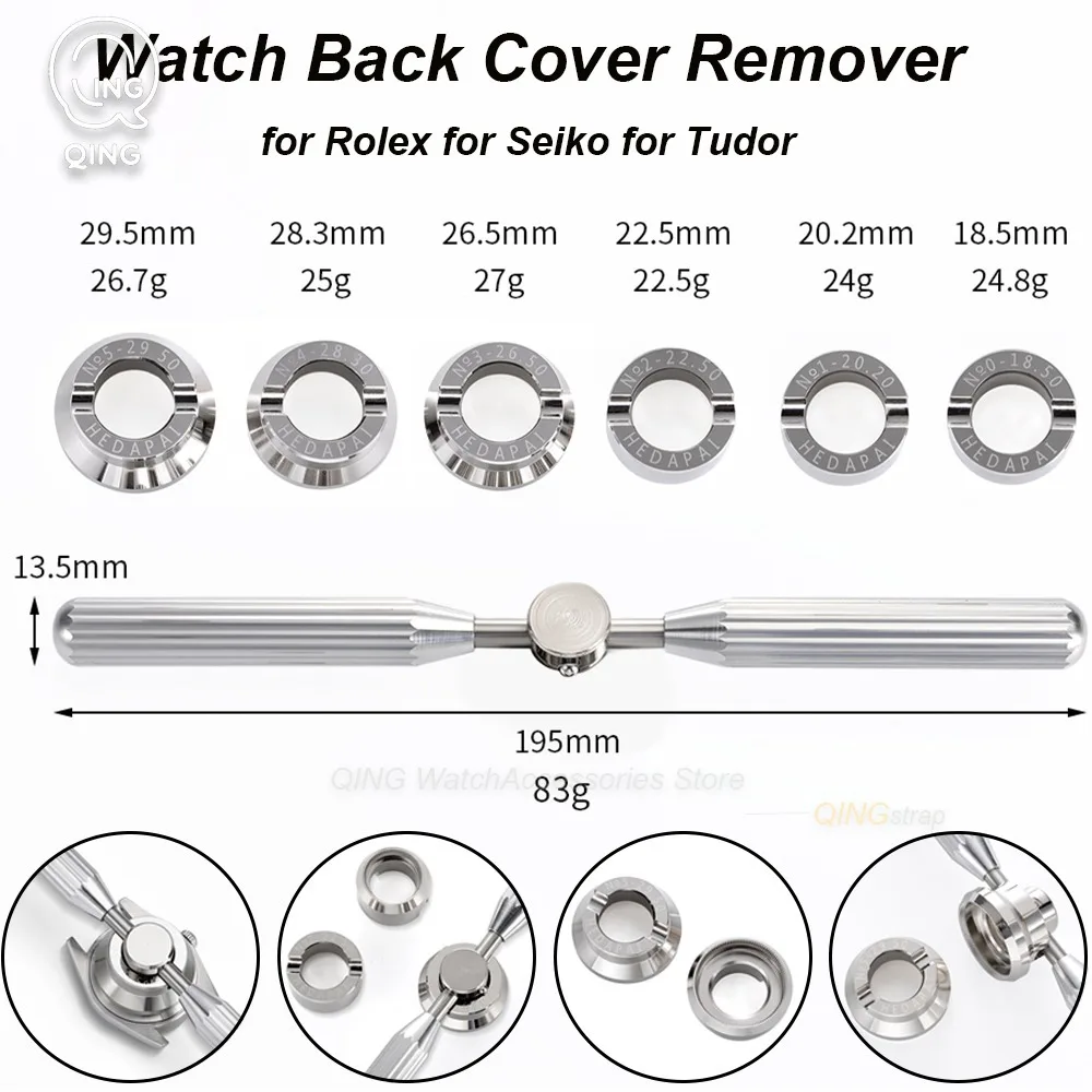 5537-6 Alloy Waterproof Grooved Cover Suitable for Rolex for Seiko Watches Remover Tool Watch Case Back Opener Watch Accessories