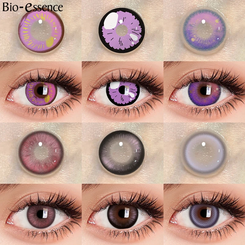 Bio-essence 1 Paar Halloween-Cosplay-Linsen, farbige Kontaktlinsen für Augen, Anime-Zubehör, Anime-Linsen, violette Cosplay-Linsen