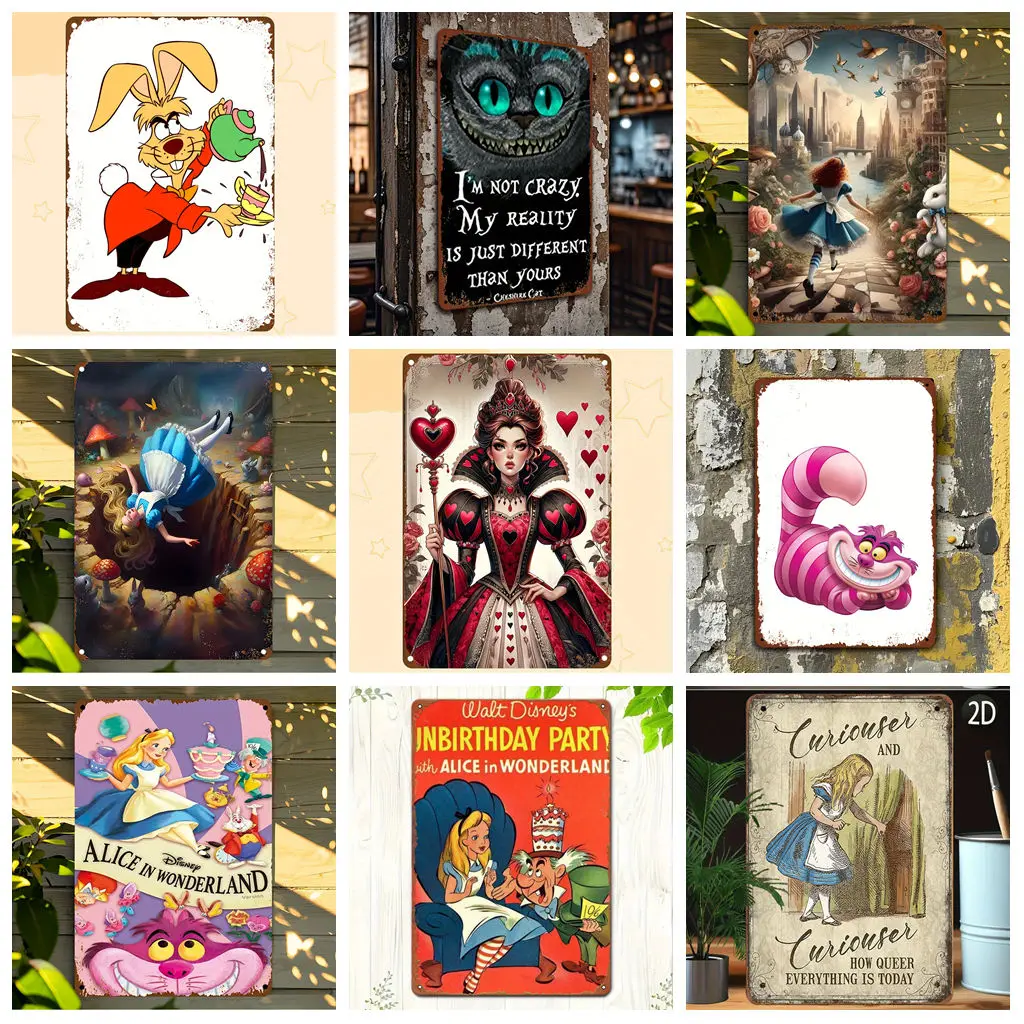

Miniso Alice in Wonderland Metal Signs wall decor Tin Signs Captain Metal Poster Decor for Bar Pub Club Wall Decoration