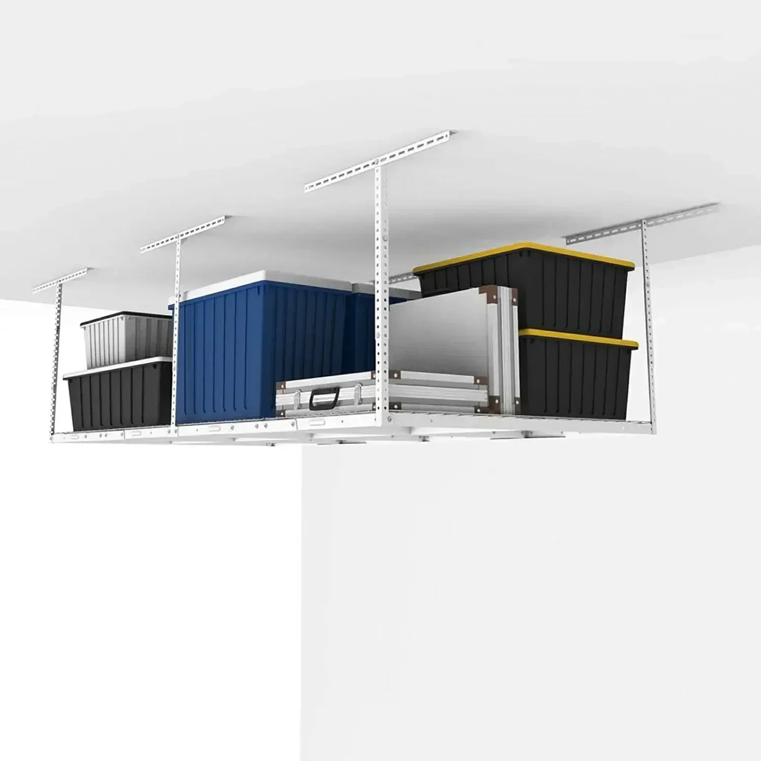 [XMSJ-Limited Stock, Buy Now!]Heavy-Duty Metal Ceiling Racks, 4x8 Overhead Garage Storage Rack, Adjustable Organization System,