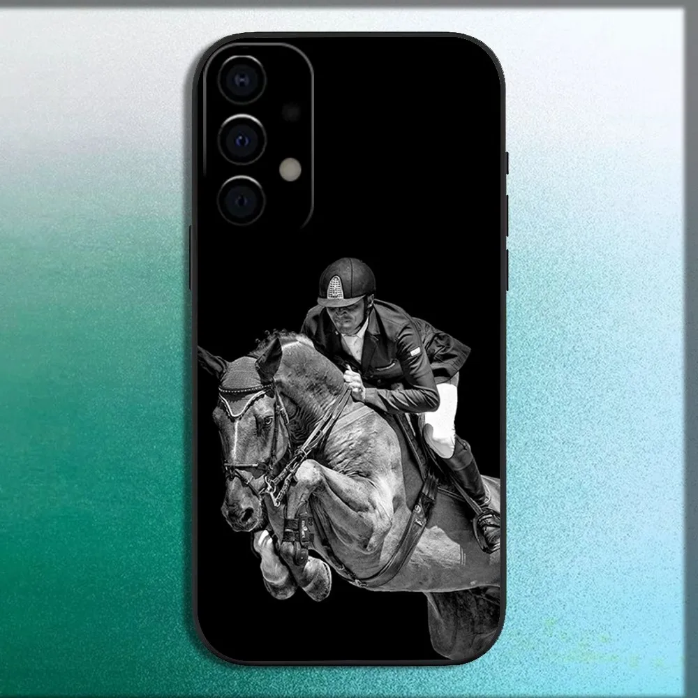 Competition Equestrian Horse Phone Case For Samsung Galaxy A13,A21s,A22,A31,A32,A52,A53,A71,A80,A91 Soft Black Cover