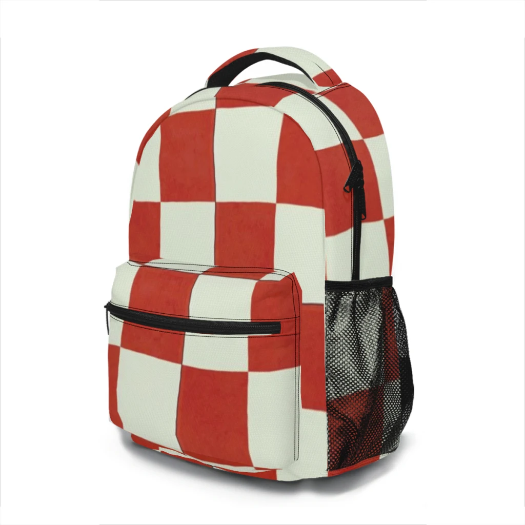 New Fashionable  Chessboard Backpack Bag Large Capacity Trendy Book Bag Multi-pockets Adjustable 17inch