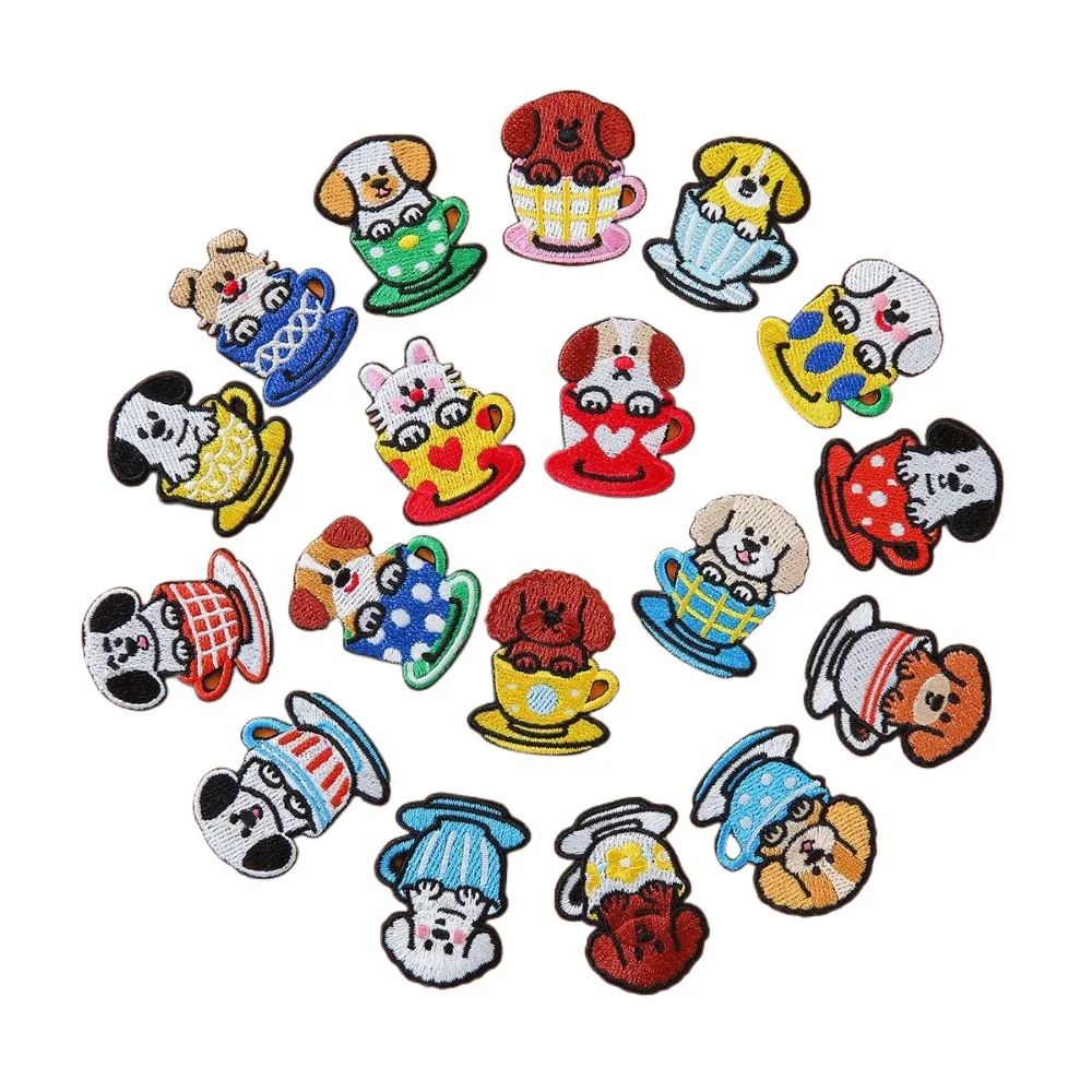 

Cartoon Teacup Dog Embroidery Patch Applique Cloth Sticker Iron on Pacthes Sewing DIY T-shirt Bag Hat Jeans Craft Decor Repair