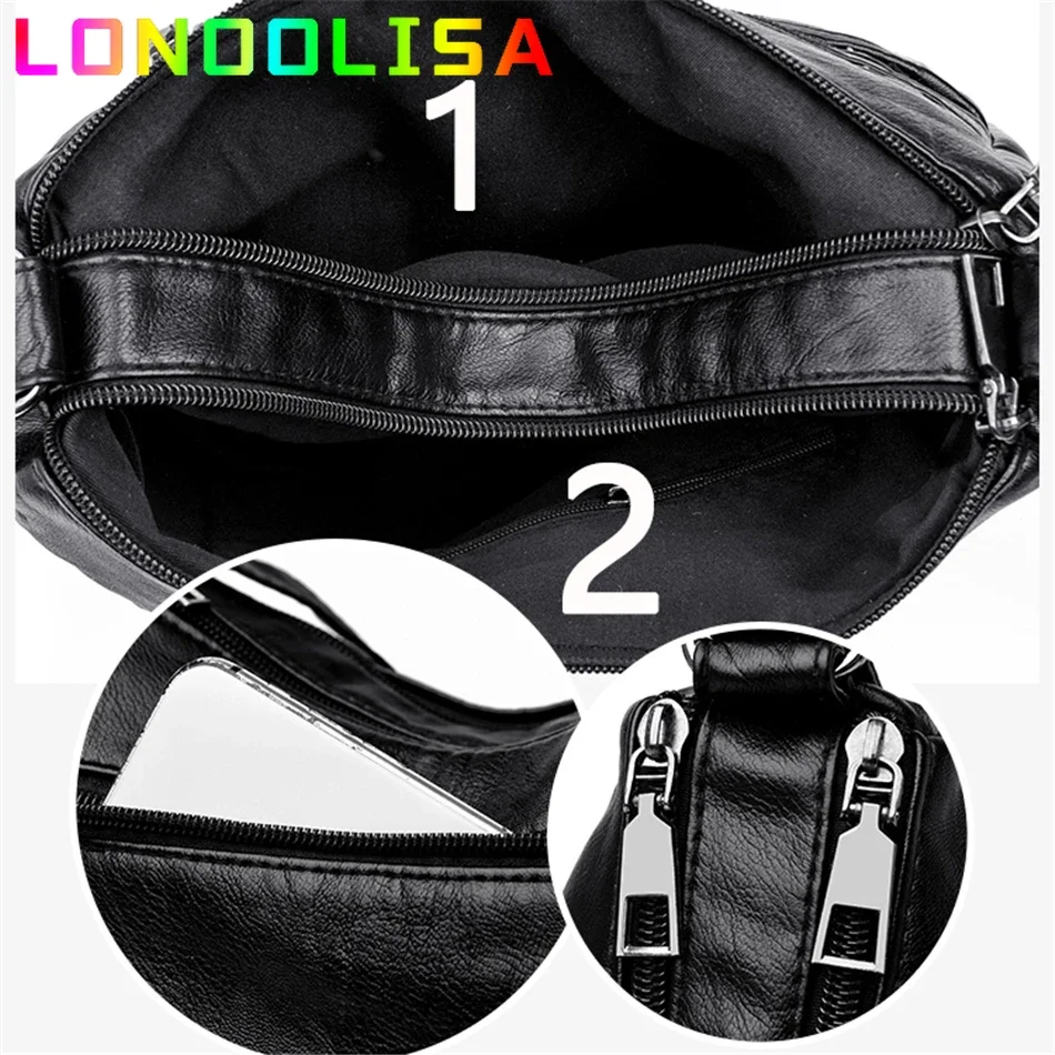 Bolsos de hombro de cuero suave de alta calidad para mujer, bolso cruzado clásico con bolsillos multicapa, bolsos de diseñador de lujo y monederos