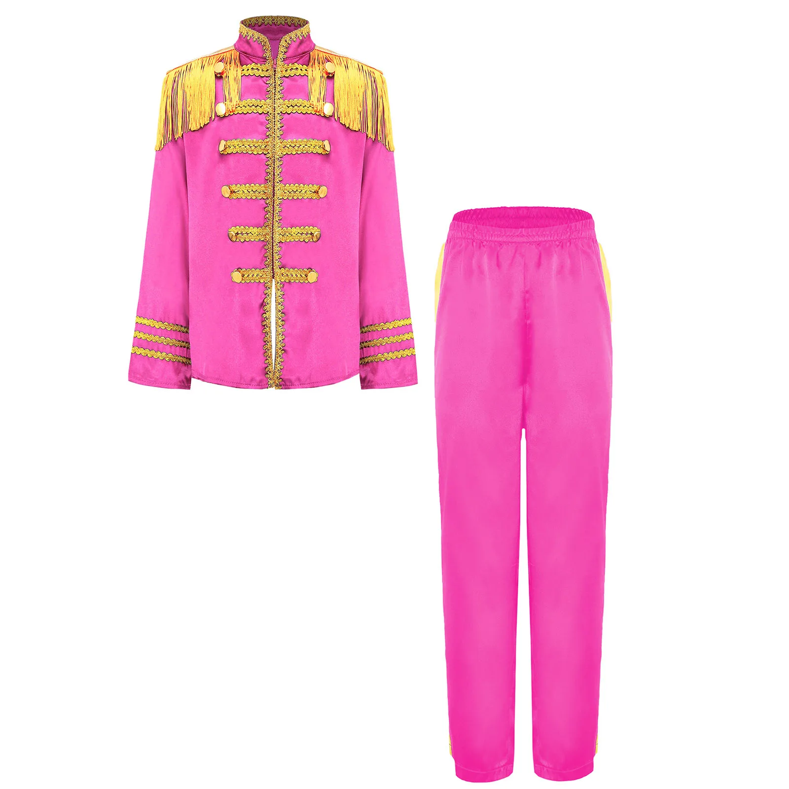 زي نجم الموسيقى البريطانية للأولاد والبنات في الستينيات زي فرقة الروك طبل البوق حارس الشرف أداء هامش الهبي قميص سترة وسراويل #3