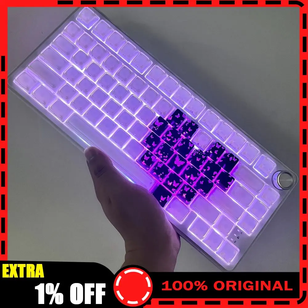 

XVX Jelly Ice Crystal 2,0 круглые боковые колпачки для клавиш, полупрозрачный белый OEM-профиль, колпачок для клавиш для MDA, магнитная механическая клавиатура, подарок