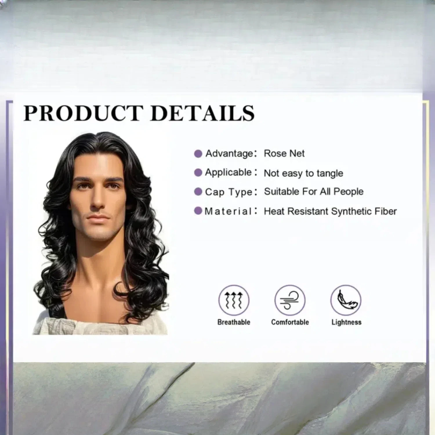 شعر مستعار صناعي مجعد أسود فضفاض للرجال - مظهر طبيعي، خفيف الوزن، مسامي، مريح للاستخدام اليومي أو المناسبات الخاصة #6