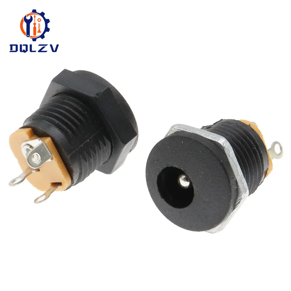 DC-022 5,5x2,1mm Gniazdo zasilania DC Wtyczka Jack Złącza DC Okrągły otwór Śruba Nakrętka Panel montażowy DC022 5,5-2,1