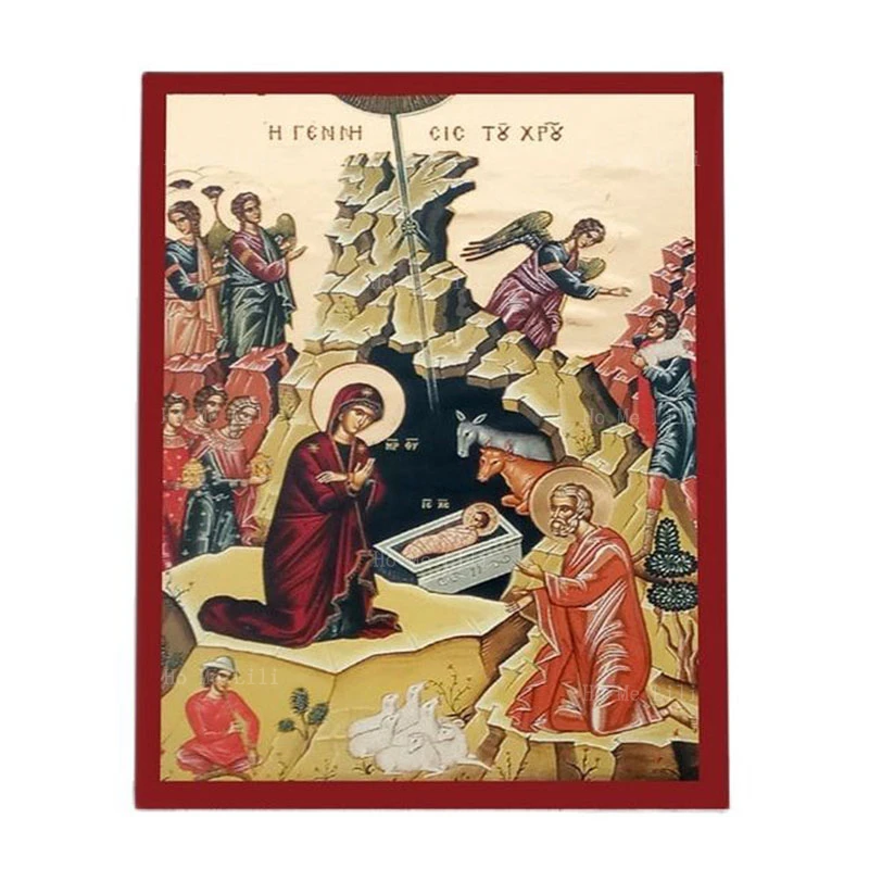 La santa famiglia icona della vergine maria Panagia genesi di gesù cristo greco bizantino Christian Canvas Wall Art Decor