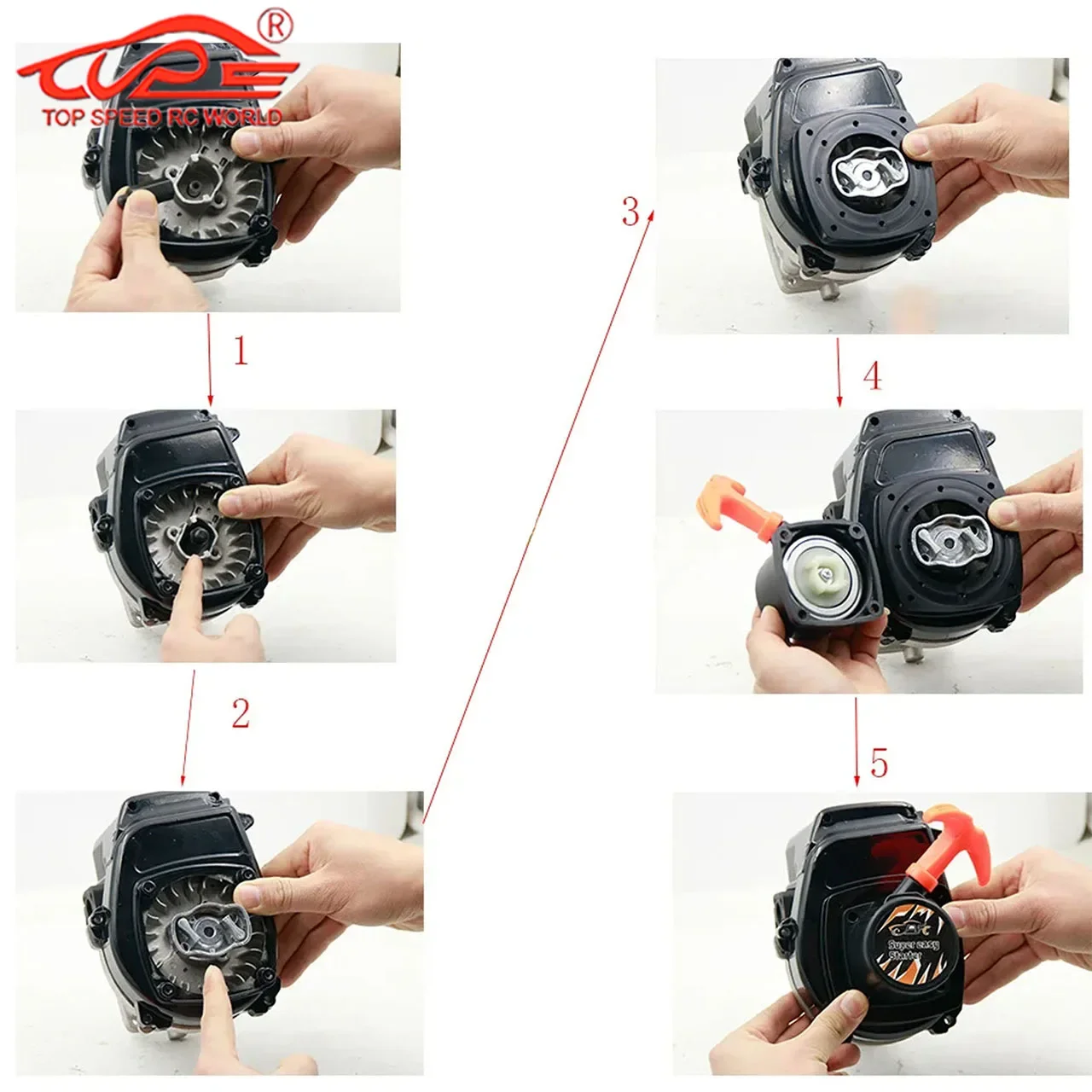 제노아 CY 로반 23cc-36cc 엔진 FLMLF TSRC 엔진용 퀵 이지 스타팅 풀 스타터 또는 부품 (1/5 HPI 바하 로시 RC 자동차용)